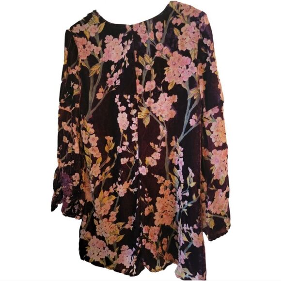 Love Riche Wine Velour Floral Dress Size Medium - Picture 5 of 6